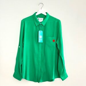 New with Tags ONZE Montréal Green Button-Down Shirt Sz XXL Charming Apple Accent